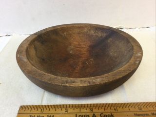Antique Vintage Hand Made Wooden Bowl Carved From Single Piece Of Wood