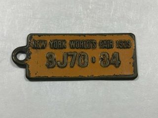 1939 York Worlds Fair Goodrich Tires Batteries License Plate Key Ring Tag