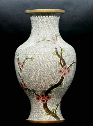 Large Decorative Vintage Chinese Brass Enamel Cloisonne Vase