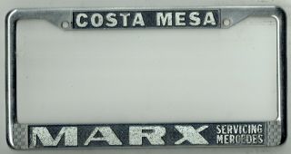 Costa Mesa California Marx Mercedes Benz Service Vintage License Plate Frame