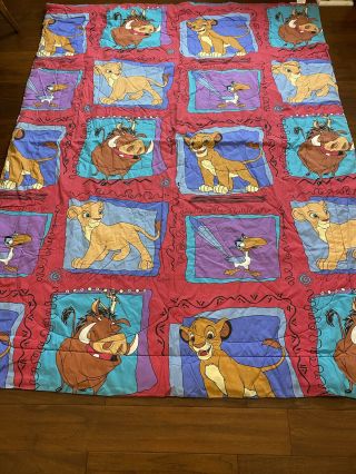 Vtg 90s Disney The Lion King Comforter Twin Size Reversible Set Flat - Fitted
