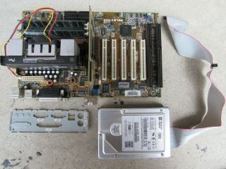 Vintage Motherboard Combo Asus P2l97 P2 - 333 / 384mb / Tnt2 /wd 3.  2gb / Isa 98