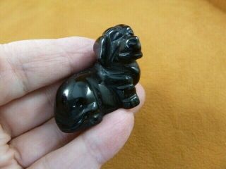 Y - Dog - Da - 568) Little Black Dachshund Weiner Hot Dog Gemstone Figurine Carving