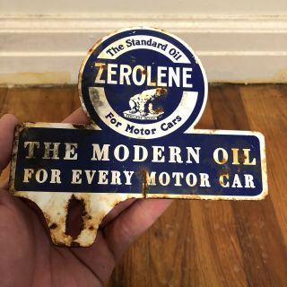 Vintage Zerolene Metal License Plate Topper Sign The Standard Oil