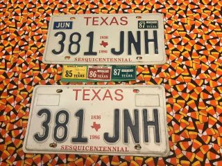 1985 - 1986 - 1987 Early Style Texas Passenger License Plates 381jnh