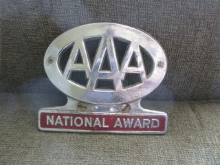 Vintage Antique Aaa National Award Emblem Metal License Plate Topper 1953 Dated
