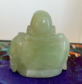 Hand Carved Light Green Jade Buddha Figure 2.  5”x 2.  5” 3