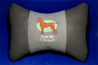 Embroidered Car Seat Neck Rest Pillow - Hungarian Vizsla.  Gift For Dog Lovers.