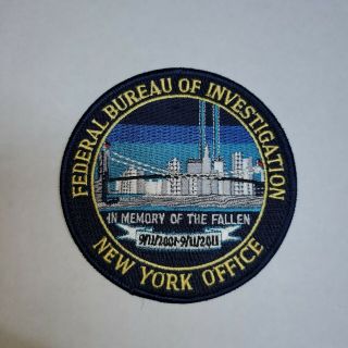 Fbi York 9/11 Commemorative 4 " Patch Very Rare No Longer Made