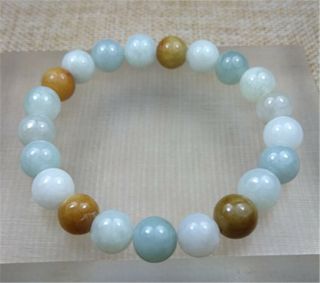 Natural Burmese A Grade Jadeite Jade 9mm Beads With Stretchy Bracelet