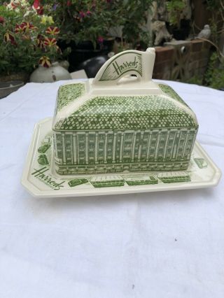 Vintage Harrods Of Knightsbridge London Butter/ Cheese Dish By London Pottery