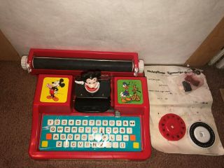 1975 Vintage Disney Mickey Mouse Dial Toy Typewriter With Box No.  5959