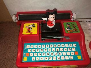 1975 Vintage Disney Mickey Mouse Dial Toy Typewriter with Box No.  5959 2