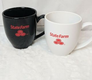 State Farm Insurance Black Gloss & White Matte Red Logo Coffee Mug Cup 16oz