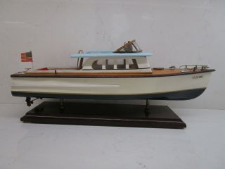 Vtg Wooden Craft Dual Cockpit Cabin Cruiser 20 " Model Boat Ship Yacht Twin Screw