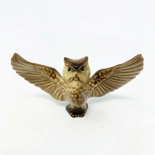 Vintage Hagen Renaker Porcelain Ceramic Miniature Figurines Owls Spread Wings 3