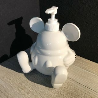 Disney Parks Mickey Mouse White Ceramic Soap Lotion Pump Dispenser Bathroom Rare