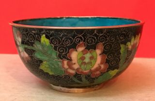 Vintage Chinese Cloisonne Enamel Bowl Chrysanthemum? 4 " X2 " On Copper C.  1935?