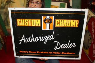 Vintage Harley Davidson Custom Chrome Gas Oil 2 Sided 24 " Metal Sign
