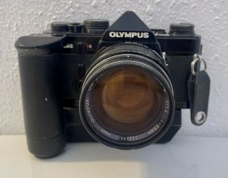 Vintage Olympus Om - 2 35mm Film Camera F/1.  2 55mm Lens W/ Winder Repair