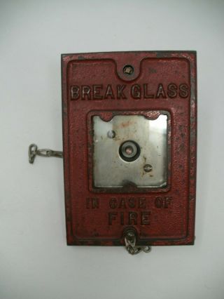 Vintage Fire Alarm Break Glass In Case Of Fire Embossed Cast Iron