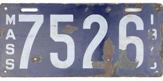 99 Cent 1915 Massachusetts Porcelain License Plate 7526 4 Digit Nr