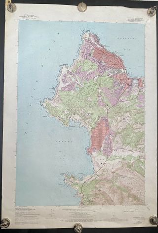 Vtg 1969 Usgs California Monterey Quad / Pebble Beach Map 22 " X 32” - 7.  5 Min