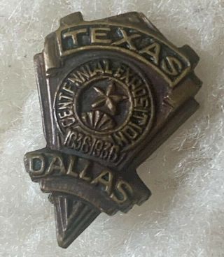 Vintage 1936 Dallas Texas Centennial Exposition 1836 - 1936 Small Lapel Pin