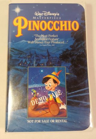 Disney Black Diamond Classics Edition Vhs: Pinocchio Demo Screener Tape - - Rare