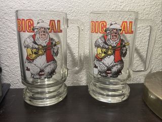 Vintage Pair Walt Disney Country Bear Jamboree Big Al Glass Mug 6” Steins