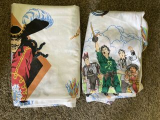 Vintage 1991 Captain Hook Peter Pan Twin Flat,  Fitted Sheets Fabric