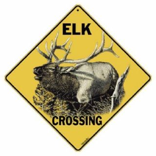 Elk Metal Crossing Sign 16 1/2 " X 16 1/2 " (hanging) Diamond Shape Made Usa 420