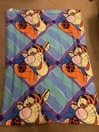 Vintage Winnie The Pooh Tigger Reversible Comforter Disney Blanket 84 X 62 Twin 2