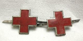 Ww2 Wwii German Red Cross Drk Deutsches Rotes Kreuz Officer Enamel Collar Tabs