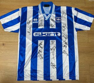 Brighton & Hove Albion Football Shirt Vintage 1999 Skint Top Signed Errea Jersey