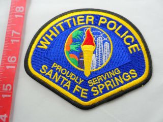 California - Whittier Police Santa Fe Springs,  4 - 5/8 " Across,  Cloth Patch