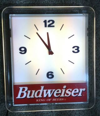 Vintage Budweiser Beer Lighted Clock Bar Advertising Sign - Well
