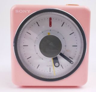 Vintage Sony Icf - A10w Pink Radio Alarm Clock Mcm Mid Century Plays Vivaldi