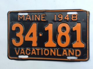 1948 Maine License Plate Brass 34 - 181