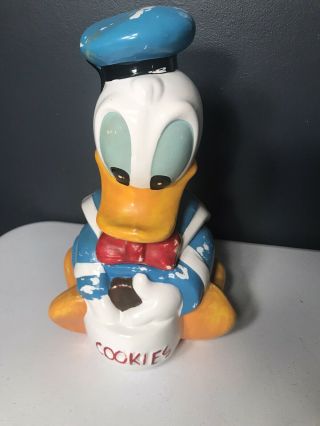Vintage Disney Donald Duck Ceramic Cookie Jar 12” Tall Hoan Walt Mickey