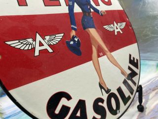 Vintage Flying A Gasoline Heavy Porcelain Sign 12” Gas & Oil Sign 2