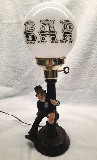 Vintage Charlie Chaplin Bar Globe Lamp Post Drunk Hobo 1960 