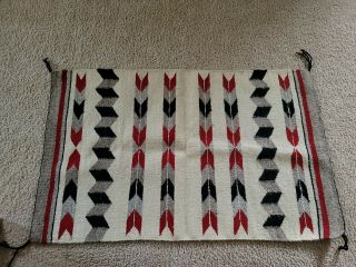 Vintage Native American Indian Hand Woven Rug 37 " X 23 ".