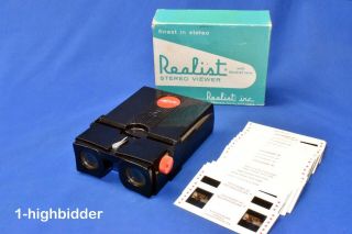 Serviced Vintage Lighted Realist Red Button 3d Stereo Slide Viewer St - 61,  Slides
