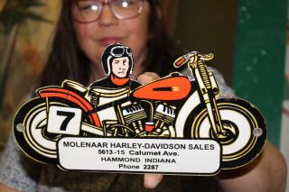 Molenaar Harley Davidson Motorcycle Dealership Gas Oil Porcelain Metal Sign