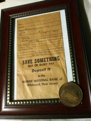 2 Vintage Marine National Bank Wildwood Nj Deposit Envelope & Token