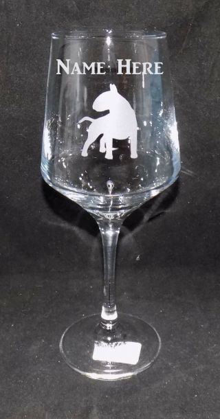 Etched " English Bull Terrier " Large Wine Glass - Personalise Your Glass