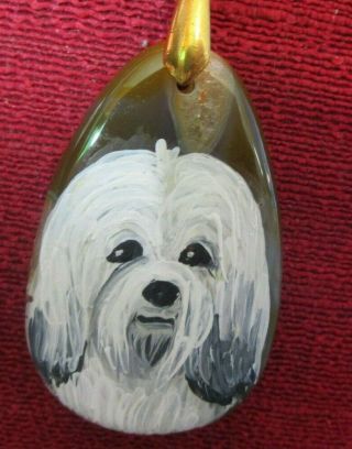 Havanese Hand - Painted On Rounded Teardrop Pendant/bead/necklace