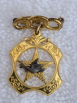 Odd Fellows Daughters Of Rebekah Pin Silver Star Dove Brooch Ioof