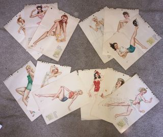 Varga Esquire Pin Up Girls Calendar Complete 12 Months 1945 Vintage Wwii Era